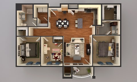 3 bedroom floor plan at Upscale Living at the Grand off 45th, Fargo, ND